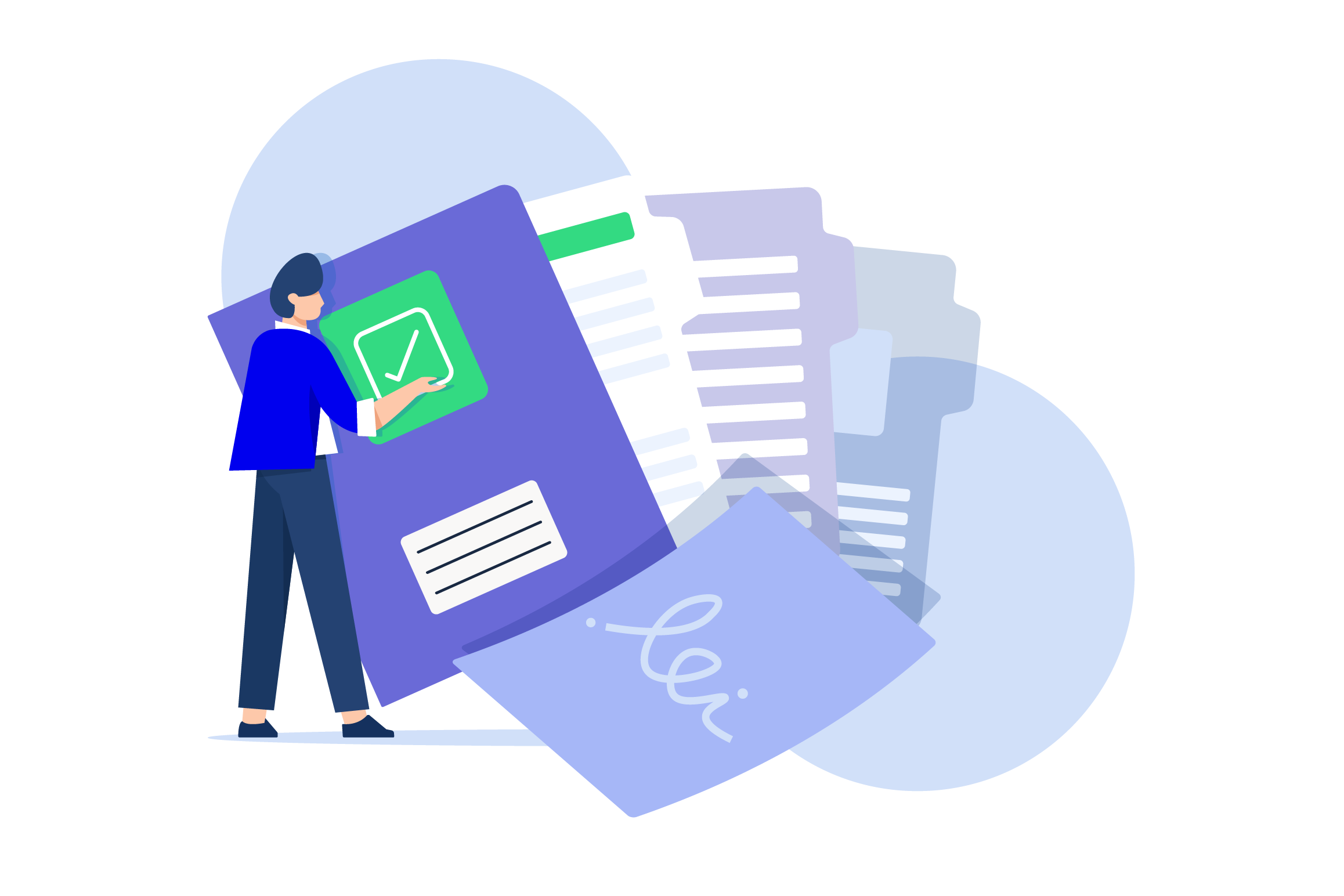 Reduce legal risk image - person with contract and check box