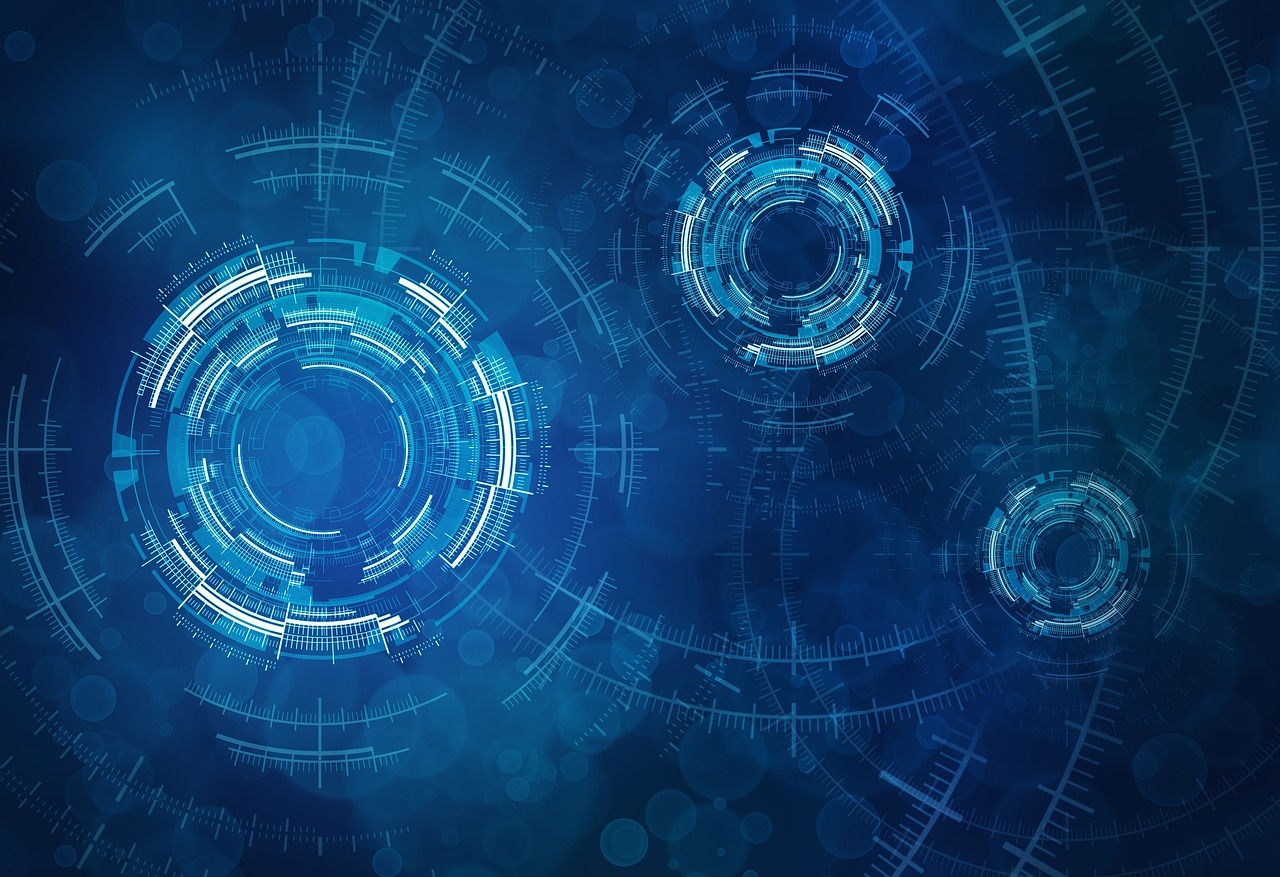 blue image with numbers and letters creating circle images to convey cybersecurity
